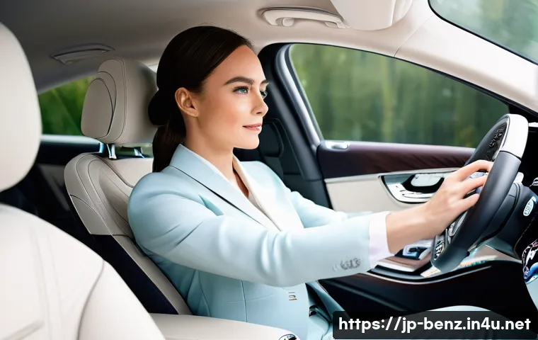 벤츠 S클래스의 자율주행 레벨 - **Prompt:** A luxurious Mercedes-Benz S-Class interior on a modern, well-maintained highway during a...