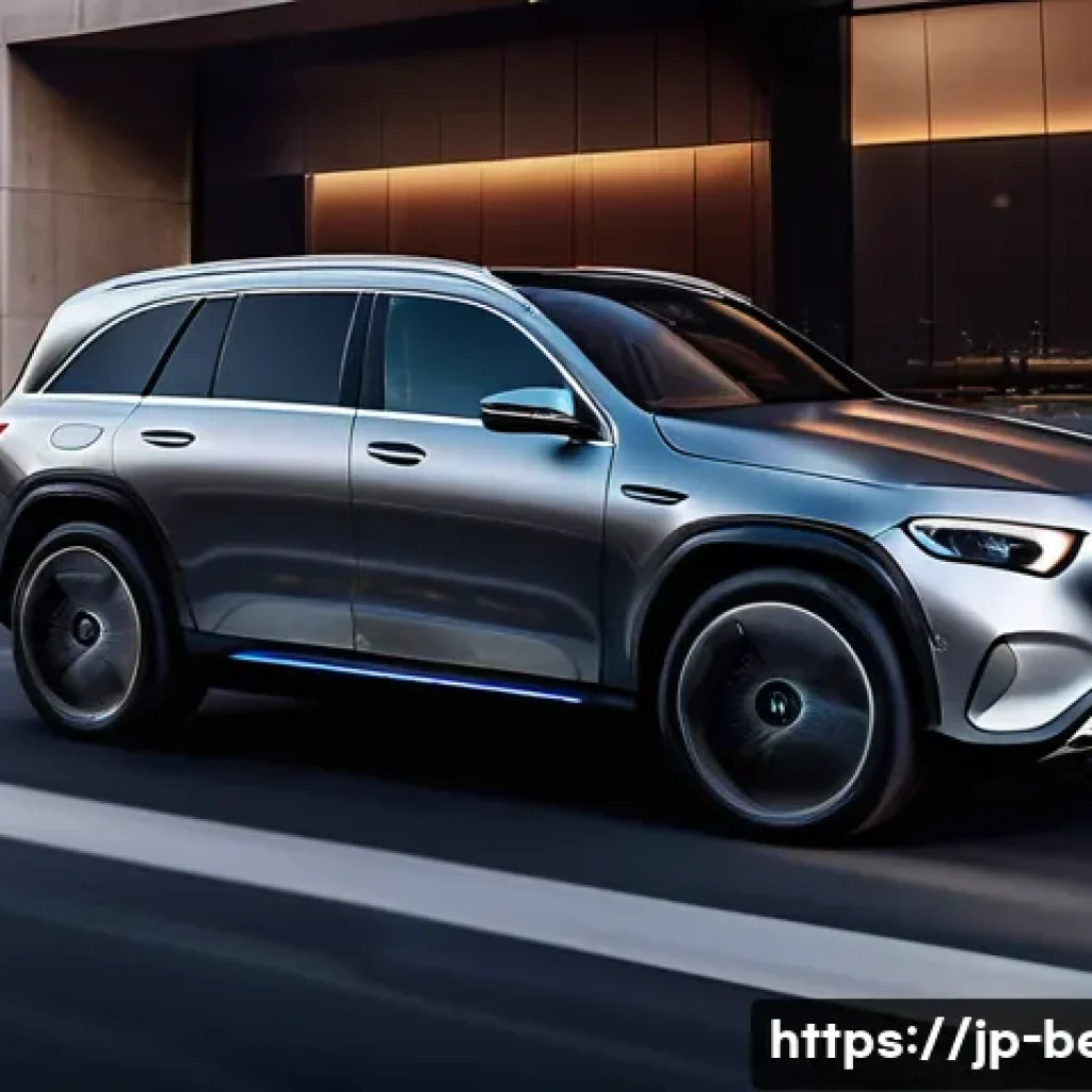 벤츠 EQB 전기차와 볼보 XC40 리차지 비교 - A sophisticated, sleek Mercedes-Benz EQB electric SUV parked on a modern urban street at dusk, showc...