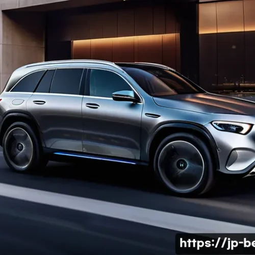 벤츠 EQB 전기차와 볼보 XC40 리차지 비교 - A sophisticated, sleek Mercedes-Benz EQB electric SUV parked on a modern urban street at dusk, showc...